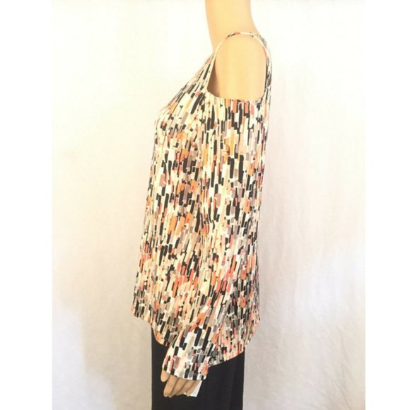 Claudia Ev Beige Abstract Print Blouse Size Medium - Picture 2 of 5